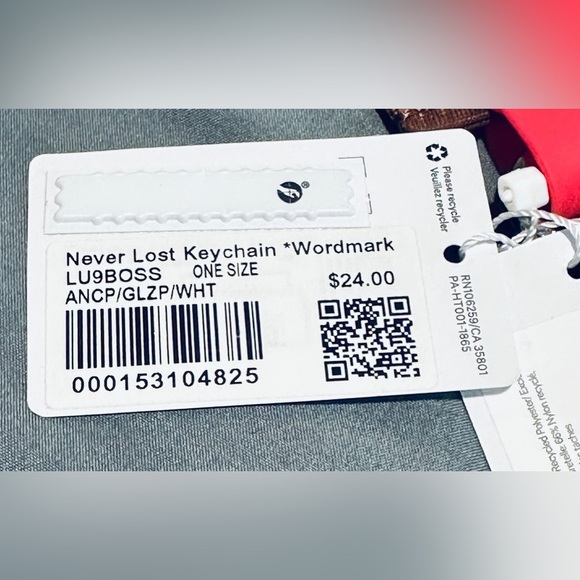 *NWT* Lululemon Never Lost Keychain *Wordmark Ancient Copper Glaze Pink White - Picture 4 of 4